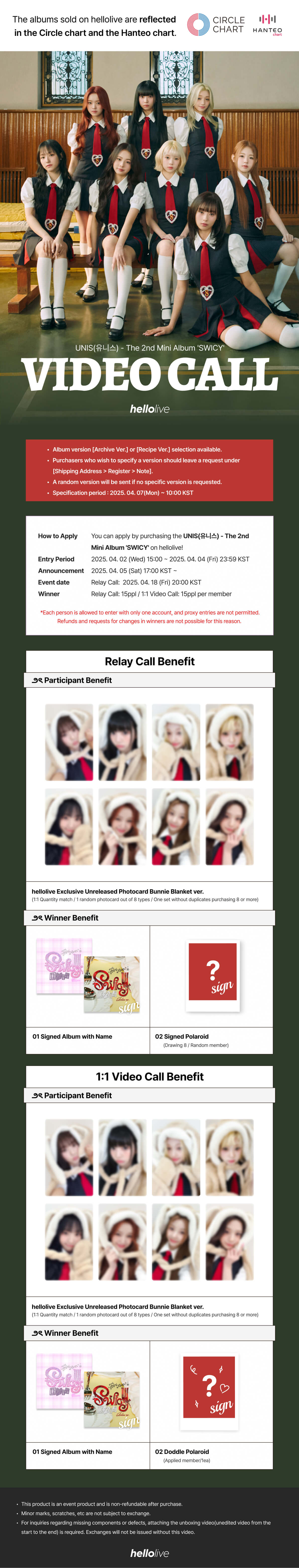 UNIS SWICY hellolive 4/18 サイン ソウォン ポラロイド 헬로라이브 | hellolive - [VIDEO CALL EVENT] UNIS(유니스) - The 2nd
