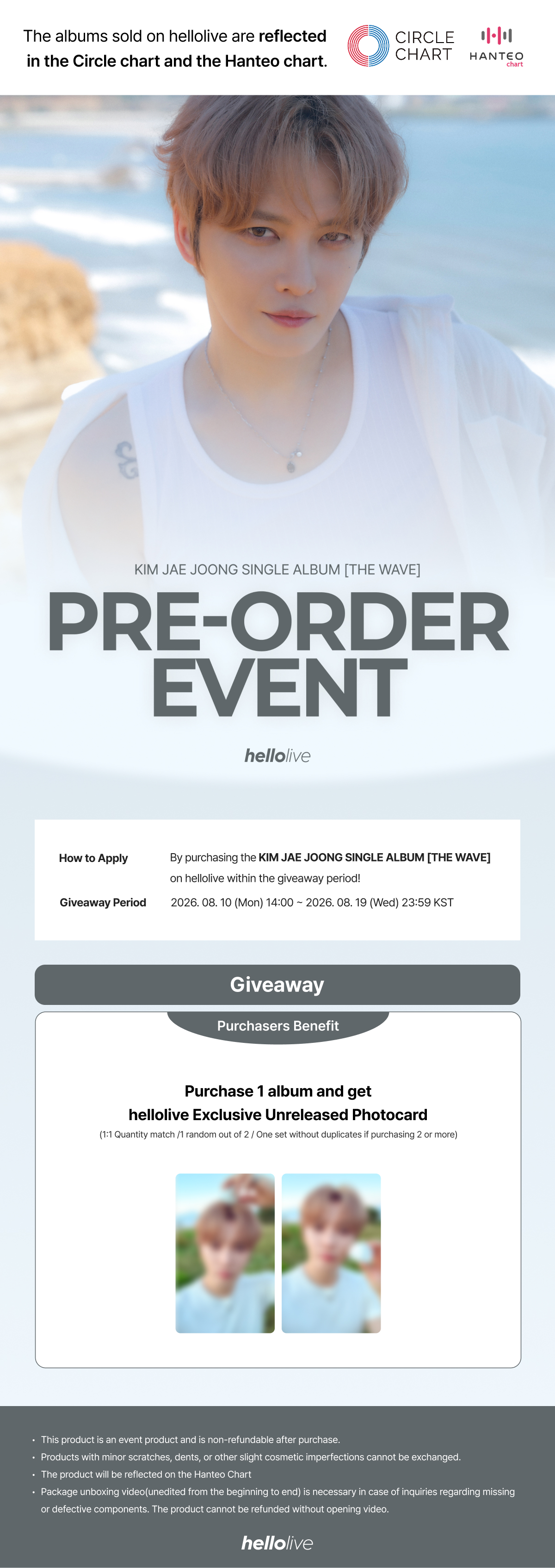 헬로라이브 | hellolive - [PRE-ORDER EVENT] KIM JAE JOONG SINGLE